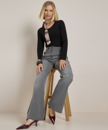 wide fit stretch jeans met knopen