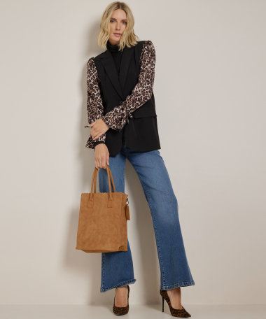 wide fit stretch jeans met knopen