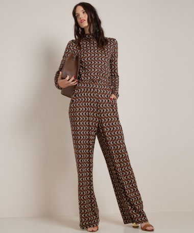 wide fit broek met all-over print