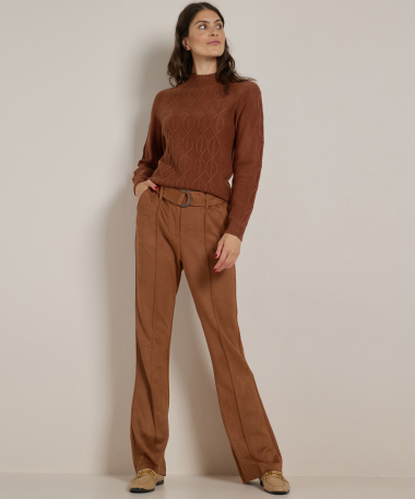suedine flared fit broek met riem