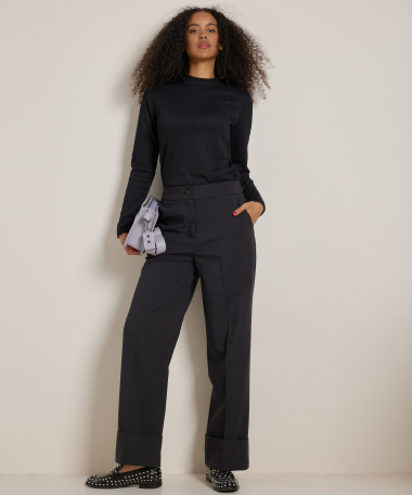 wide fit broek met omslag