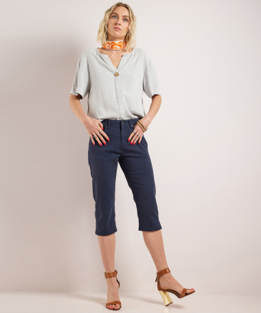 broek met knoop- en ritssluiting