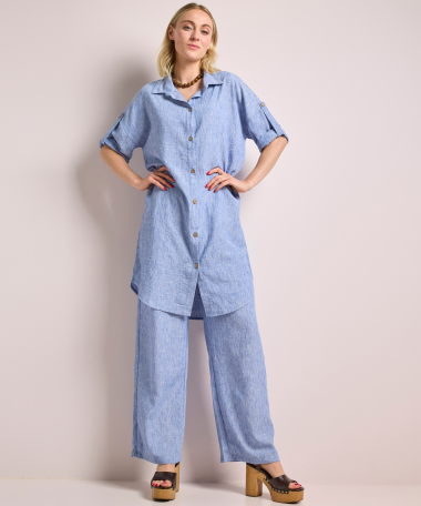 linnenlook wide fit broek