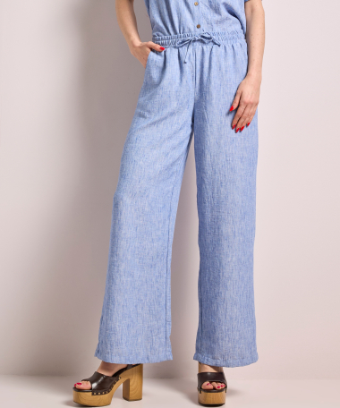 linnenlook wide fit broek