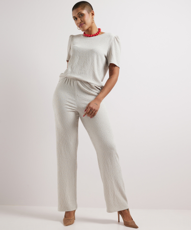 wide fit broek uni crinkle