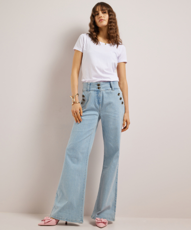 wide fit stretch jeans knopen
