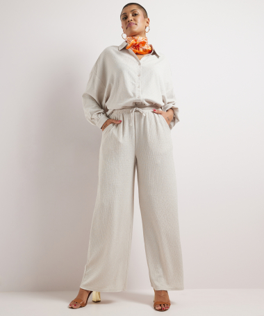 wide fit broek crinkle glitter