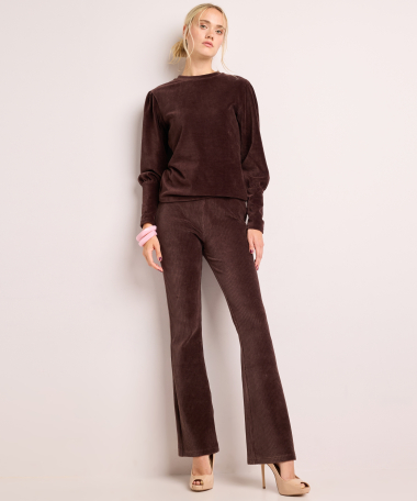 rib velvet flared fit broek