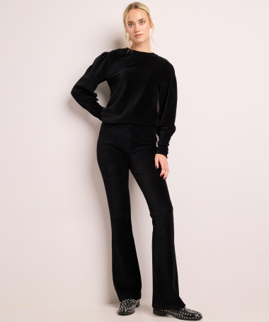 rib velvet flared fit broek