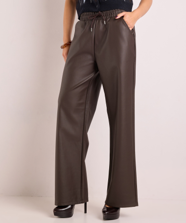 wide fit broek lederlook