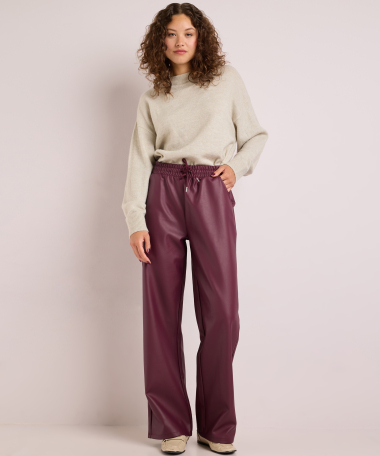 wide fit broek lederlook