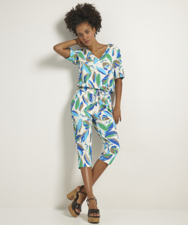 slim fit capri broek comfort bladprint