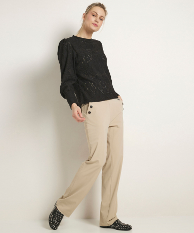 wide fit broek met knopen
