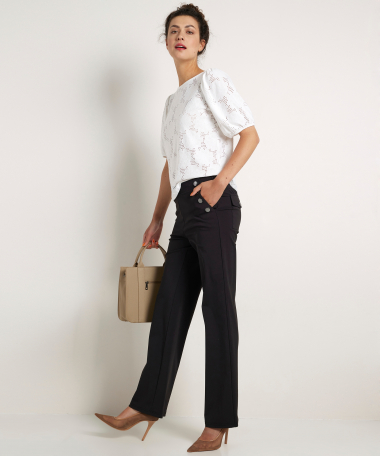 wide fit broek met knopen