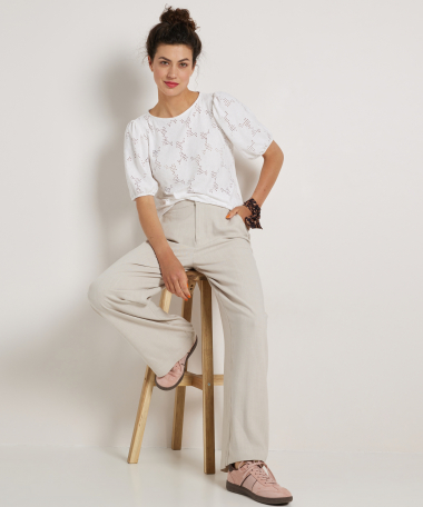 linnenlook wide fit broek