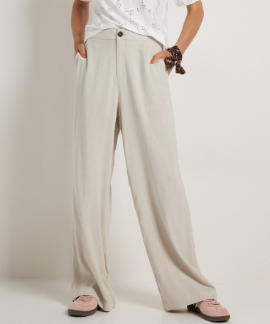 linnenlook wide fit broek