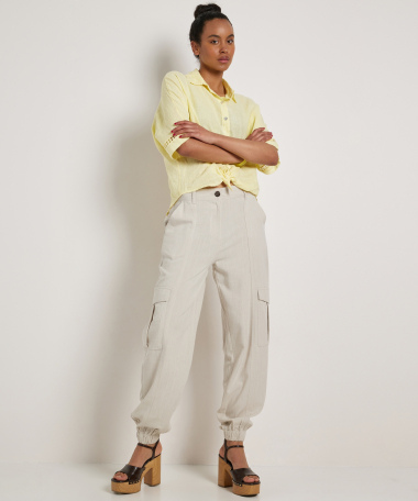 linnenlook loose fit broek cargo