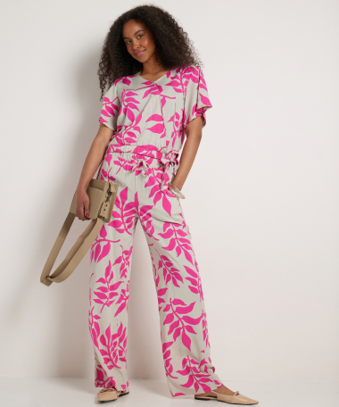 wide fit viscose broek met print