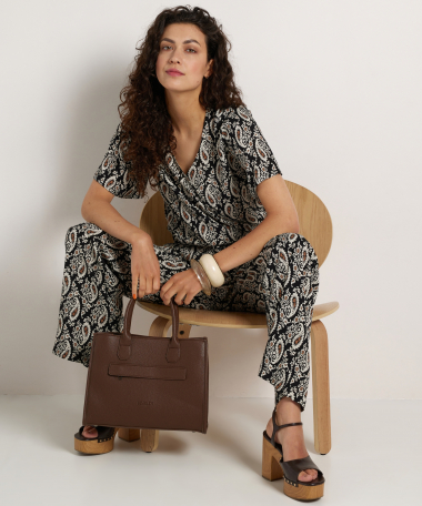 wide fit viscose broek met print