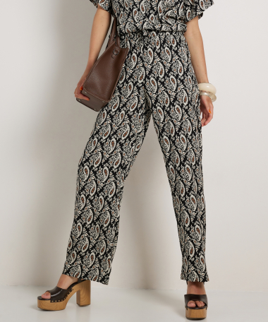 wide fit viscose broek met print