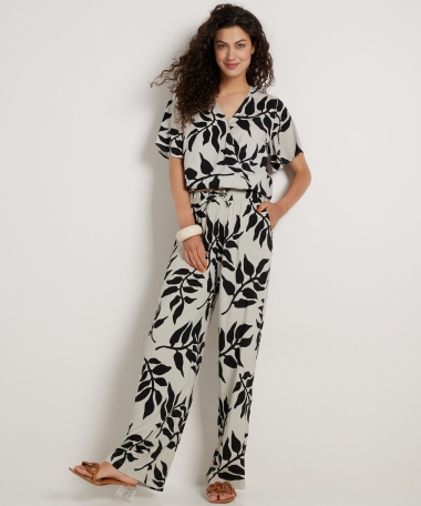 wide fit viscose broek met print