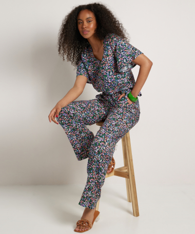 wide fit viscose broek met print