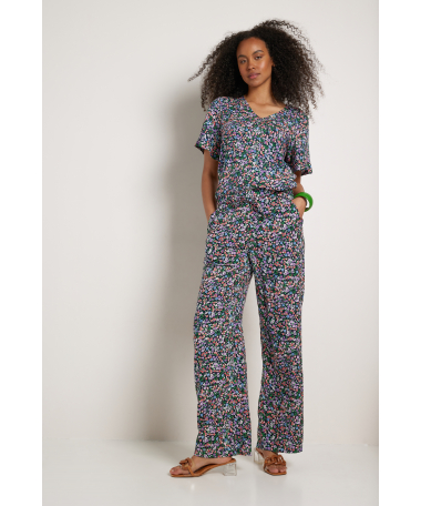 wide fit viscose broek met print