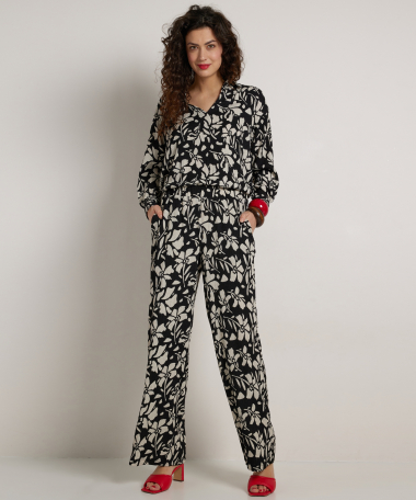 wide fit broek met bloemenprint