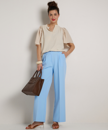 wide fit broek met persvouw