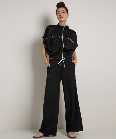 wide fit broek met tapestreep