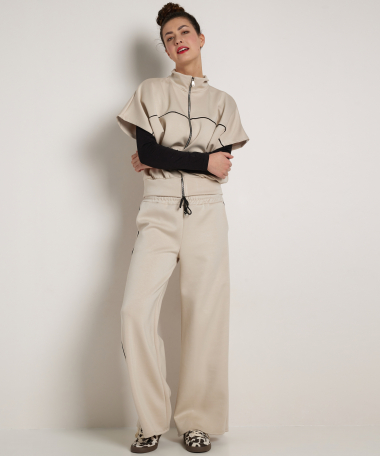 wide fit broek met tapestreep