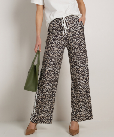 wide fit broek panterprint met streep