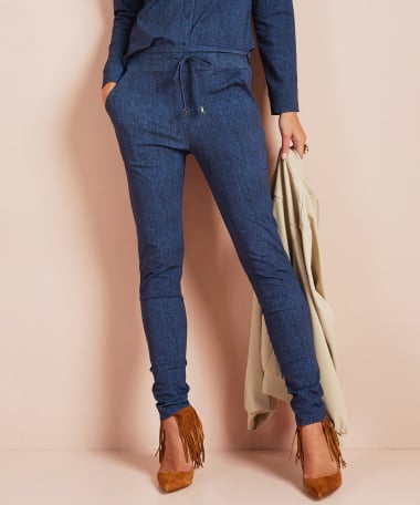 slim fit broek travelstof