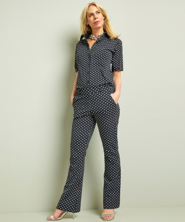 flared fit broek travelstof polkadot
