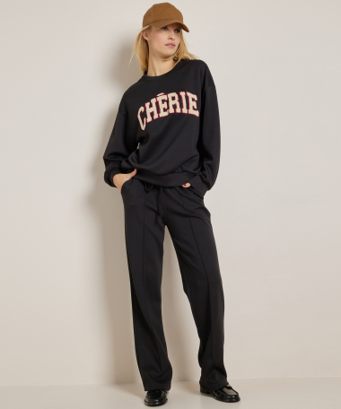 uni wide fit broek met naad