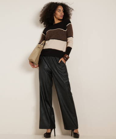 wide fit broek lederlook