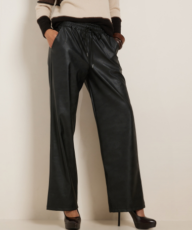 wide fit broek lederlook