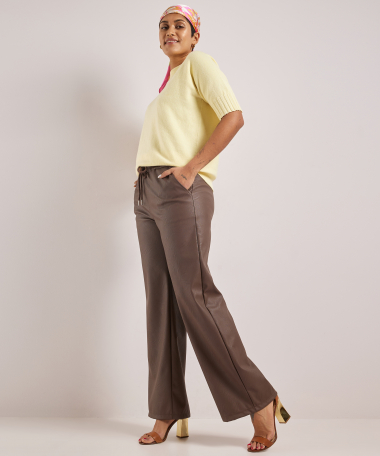 wide fit broek lederlook