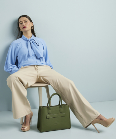 wide fit broek lederlook