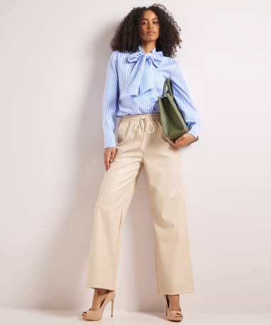 wide fit broek lederlook