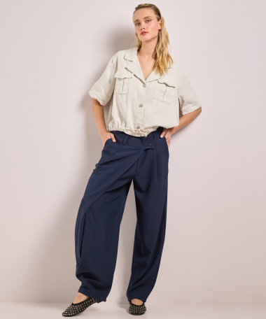 wijde pantalon met overslag