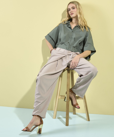 wijde pantalon met overslag