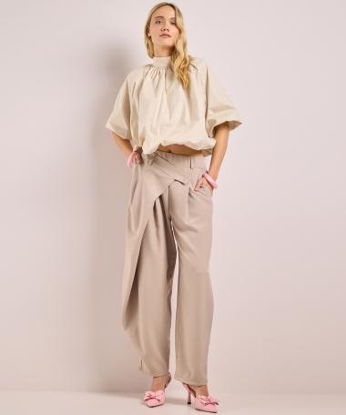 wijde pantalon met overslag