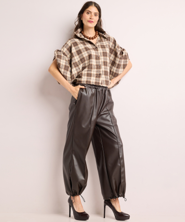 balloon fit broek lederlook