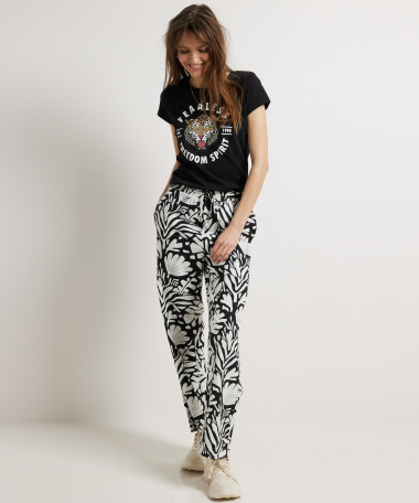 wide fit broek tropical print