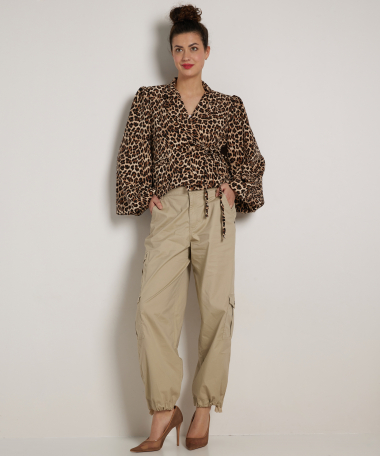 overslag blazer panterprint en glitters