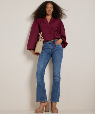 overslag blazer met pofmouw