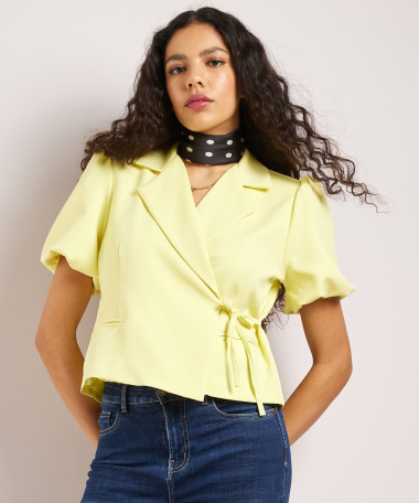 blazer met pofmouw en strikdetail