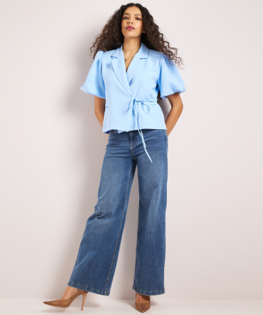 blazer met pofmouw en strikdetail