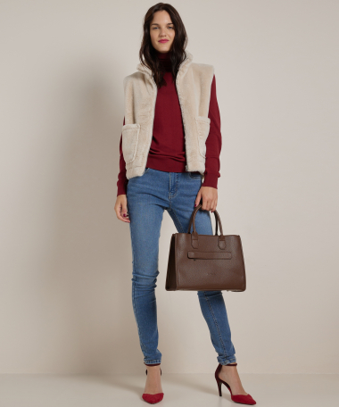 faux fur gilet met rits